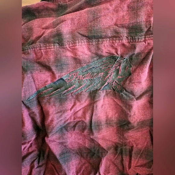 Men's Denver Plaid Shirt Button-down Indian Motorcycle Large - Picture 2 of 3